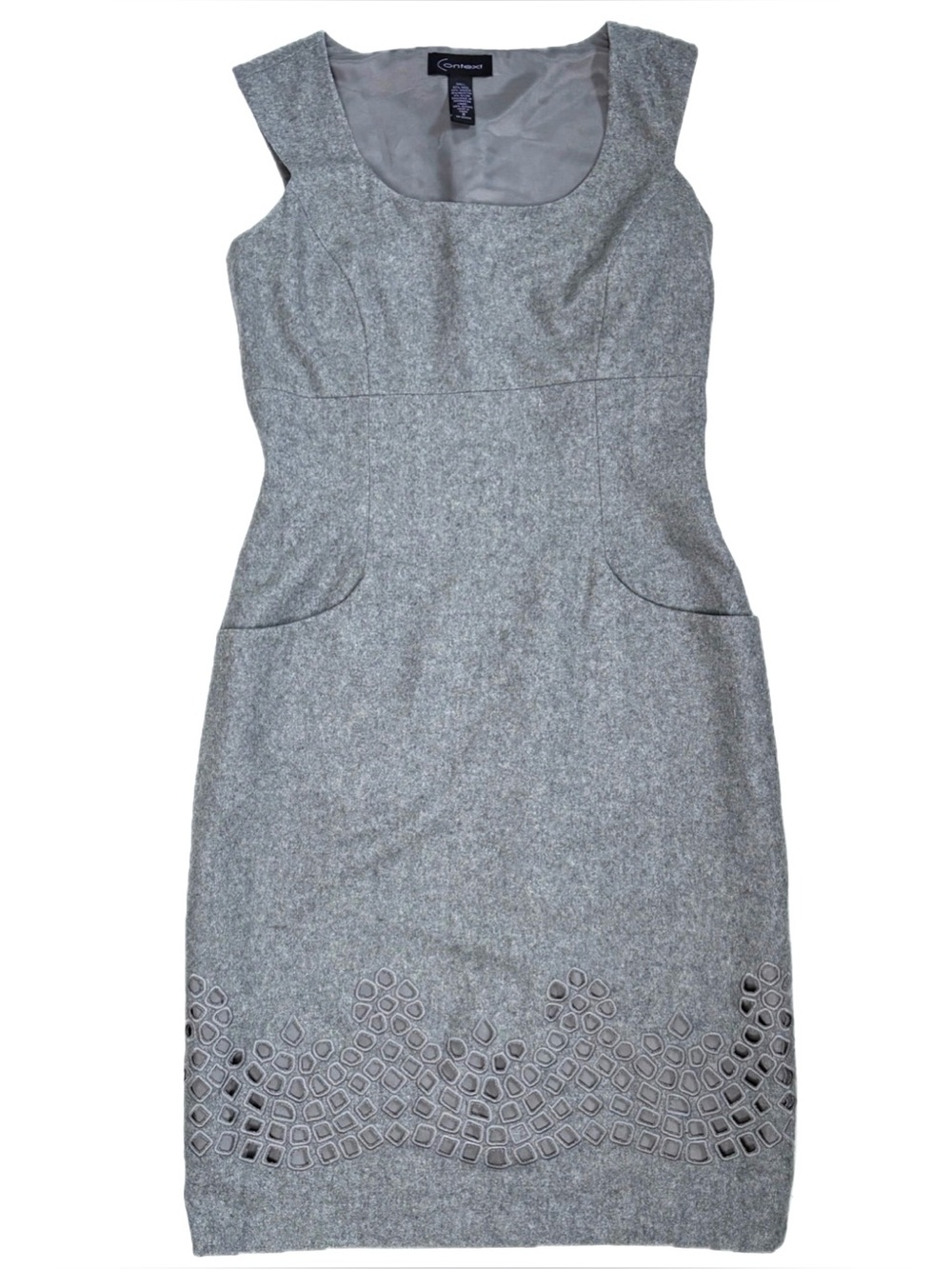 Vintage Gray Wool Blend Sheath Dress Fits 4 6 Corporate Goth Neutral Classic